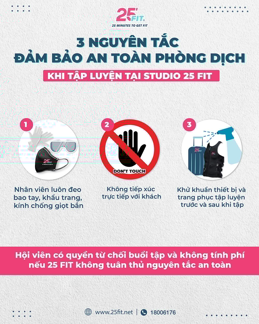 3 nguyên tắc đảm bảo an toàn phòng dịch khi tập luyện tại Studio 25 FIT