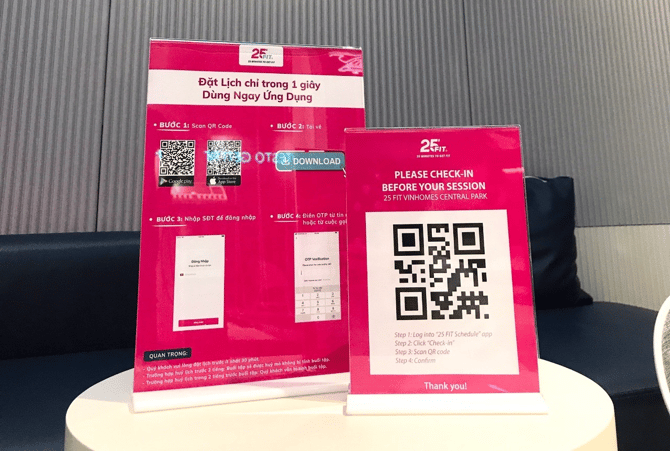 Checkin đi tập bằng cách quét mã QR 