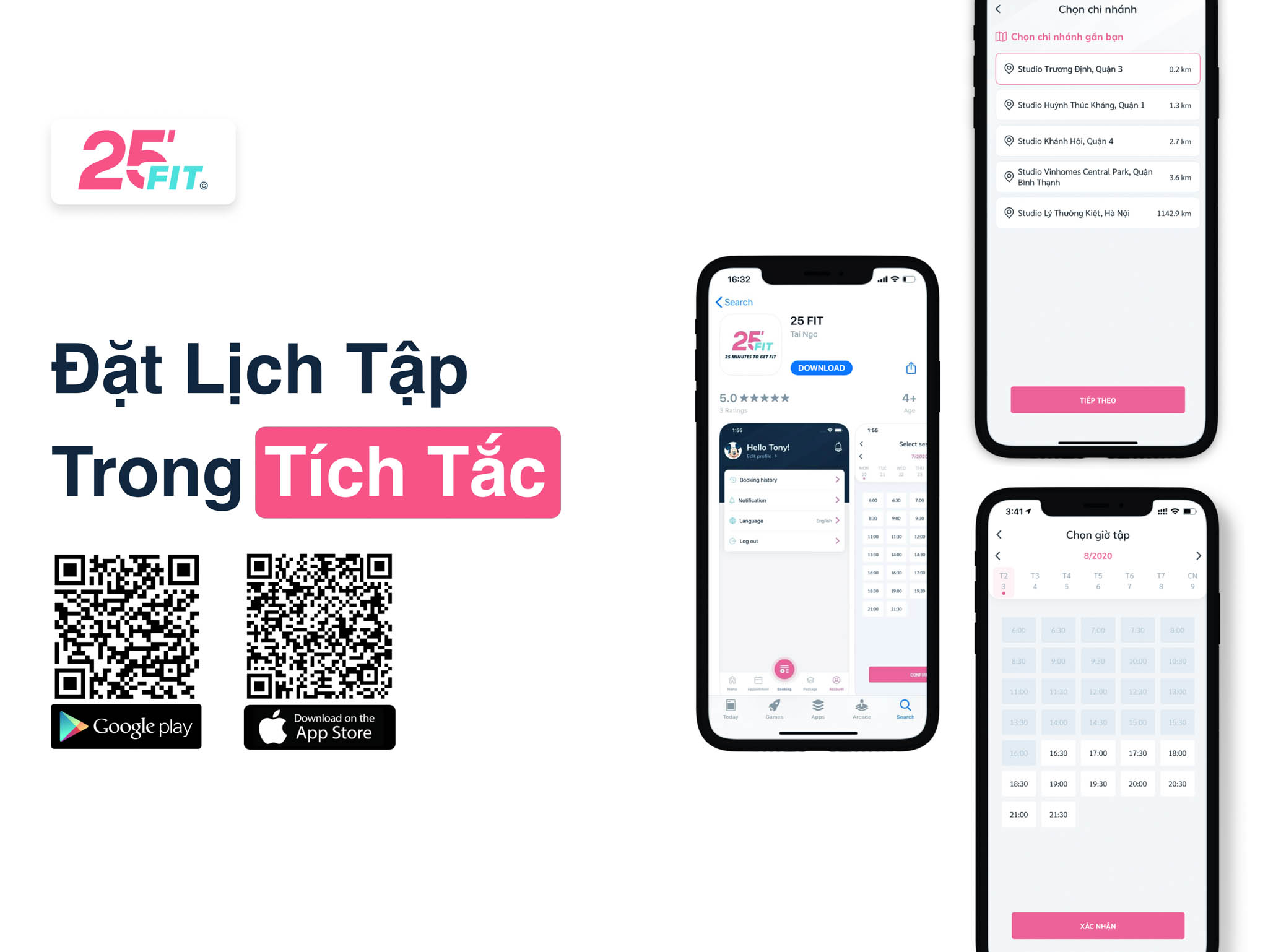 HƯỚNG DẪN SỬ DỤNG ỨNG DỤNG ĐẶT LỊCH TẬP 25 FIT